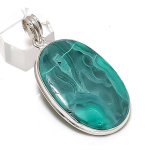 Natural Malachite Gemstone 925 Sterling Silver Jewelry Pendant 2.21 h0d76