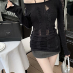 Vintage Y2K &otilde;&otilde;nsad silmkoelised kampsunid naiste Harajuku &otilde;hukesed &otilde;lgadeta džemprid Korea pikkade varrukatega topsid Kpop Grunge L