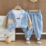 Poiste S&uuml;gisene Kolmeosaline Denim &Uuml;likond - Laste Rev&auml;&auml;riga Denim Kampsunjakk V&auml;rviga Sobivate Taskute ja teksap&uuml;kstega 120 roheline