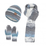 3 tk/komplekt Naiste talvem&uuml;ts, sall ja kindad komplekt Paksustatud sametvoodriga kootud m&uuml;ts Pikk sall Puuteekraaniga kindakomplekt Talvised aksessuaarid hall