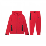 T&otilde;mblukuga kapuutsiga dressip&uuml;ksid komplekt Nike Sportswear Tech Fleece Light University Red Heather Black EU XXL