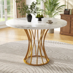 &Uuml;mar s&ouml;&ouml;gilaud - MUVOE - 80x80 cm - Marmorjas MDF - Kuldse v&auml;rvi jalad - 4 kohta