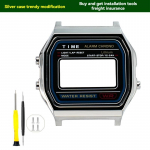 Metallist kella&uuml;mbrise modifikatsioonikomplekt Casio A158 A159 A168 AW158 A158WA A159W-N1 jaoks Roostevabast terasest korpus ja rihm Metallist kella&uuml;mbrise raam