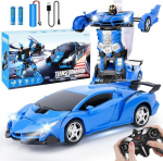 Voiture T&eacute;l&eacute;command&eacute;e,Robot Transformable,Pour Enfants,&Eacute;chelle 1:18,Jouet D'Anniversaire,Gar&ccedil;ons Et Enfants,Lumi&egrave;re Led sinine