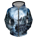 Kevadine s&uuml;gisene 3D Wolfi seeria tr&uuml;kitud t&otilde;mblukuga kapuuts Meeste naiste Paaride kapuutsiga kapuutsiga jope vabaaja mood jakk 5XL gray