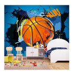 3D Fototapeet Moodne Lihtne Korvpall M&otilde;ranenud Sein Seinamaal Grafiti Kunst Seinamaaling Tapeet 200 cm(W) x 140 cm(H)