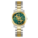 Guess Naiste 36mm Kuldne Ehtekell - Roheline sihverkaas Kahev&auml;rviline terasrihm 30m veekindel GW0861L4