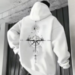 Vintage kompassitr&uuml;kiga kapuutsiga pusad meestele K&otilde;rge kvaliteediga kapuutsiga pikkade varrukatega pullover Aastaringselt igap&auml;evased vabaaja sporditopsid Meeste riided S