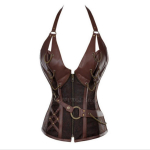 T&auml;iskasvanutele m&otilde;eldud keskaegne viikingite piraadikost&uuml;&uuml;m naiste gooti r&uuml;&uuml;tlikorsett Halloweeni cosplay Steampunk nahast p&auml;itsed vest metallist kuuri S pruun