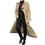Meeste trenchcoat rev&auml;&auml;riga pikkade varrukatega &uuml;hev&auml;rviline tuulejope kaherindne pikk stiil XL khaki