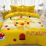 2025 Uus Armas Pikachu Voodipesu Komplekt Anime P-Pokemon Tekk Tekikott Padjap&uuml;&uuml;r Laste Tekikate T&uuml;drukud Poisid Puhkusekingitused AU Single(140*210cm)3pcs