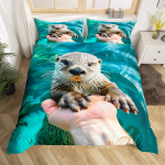 Merilutsud Tekikoti Komplekt Lastele Poistele T&uuml;drukutele Kerge Tekikate Magamistoa Kaunistus Ookeani Mereeluga Teemaline Voodipesu Komplekt Ilma Tekita EU Double(200*200cm)3pcs