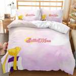 Kawaii Sailor Moon Voodipesu Komplekt T&uuml;drukutele Luksuslik Tekikate Roosa Tekk &Uuml;heinimesevoodi Tekikate Komplekt Padjap&uuml;&uuml;riga Kingitused EU Single(135*200cm)3pcs