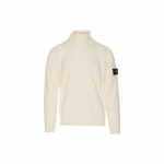 Stone Islandi mustriga k&otilde;rge kaelusega kootud kampsun, unisex kampsun, valge 7915525C4-V0099 XXL