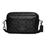 Coach Elise 25 &Uuml;hev&auml;rviline Kirjalogo T&otilde;mblukuga Klassikaline Monogramm Kaetud L&otilde;uend ja Nahast Crossbody Kott Meeste crossbody kott Must CJ510-QBO4G Basic Set (Bag+Dust Bag)