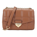 Michael Kors MK Soho Kuldne Pandlaga Klappkett Elegantne &Uuml;hev&auml;rviline Lambanahast &Otilde;lakott Crossbody Kott Suur Naiste kotid Karamell-Pruun 30F0G1SL3L-230 Basic Set (Bag+Dust Bag)