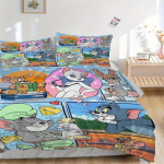 3 tk Tom ja Jerry kokakujutisega kattekomplekt &Uuml;lipehme, hingav ja mugav voodipesu stiilse disainiga magamistoa ja k&uuml;lalistetoa sisustamiseks 1 kate 135x200cm