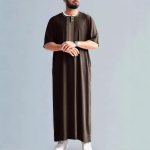 2026 Vintage Muslimi Meeste R&uuml;&uuml; Keskmise Varrukaga Tikitud Etniline Maroko Thobe Traditsiooniline Islami Kaftan L&otilde;tv Mugav Vabaaja Palver&uuml;&uuml; XL valge