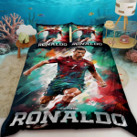 Tekikate CR7 Jalgpallit&auml;ht R-Ronaldo Tr&uuml;kiga Voodipesukomplekt Tekikate Tekk Voodi Noorte Laste T&uuml;druk Poiss Kingitused 135x200cm
