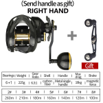 P&uuml;&uuml;girull Magnetpiduriga Rull S&uuml;sinikkiust Korpusega 16KG Pidurdusj&otilde;ud 6.3:1 Suhe 6+1BB Kalastusrull Ketrusrull Veekindel ja Korrosioonikindel Right Hand black