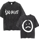 Pestud Vintage Junior H Las Flores Sad Boyz Tuuri Merch Tr&uuml;kitud T-s&auml;rgid Mehed Naised Mood Hip Hop &Uuml;le suurusega L&uuml;hikeste Varrukatega T-s&auml;rgid M gray