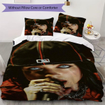 Billie Eilish Muster Voodipesu Tekikott Tekikate Padjap&uuml;&uuml;r Kodu Kaunistus S&uuml;nnip&auml;evakingitus (1 * tekikott + 2 * padjap&uuml;&uuml;ri ilma s&uuml;damikuta) 135x200cm white