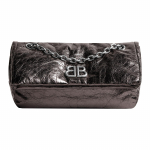 Balenciaga Monaco Kulutatud H&otilde;bedane Bb Logo Klappkinnitusega Arena Vasikanahast Kett-Kott Naiste K&auml;ekotid Tumehall 7659662AASD1314 Basic Set (Bag+Dust Bag)