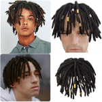 Must heegeldatud punutud juuksed Hip Hop Meeste Aafrika juuksekiud Lokkis juukseosa Meeste parukas Meeste mustade punutiste komplekt Pea l&uuml;hikesed juuksed (Black,One Size) must