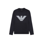 Emporio Armani Logo Prindiga &Uuml;mmarguse Kaelusega Vabaaja Pikkade Varrukatega T-s&auml;rk Meeste Topid Tumesinine 8N1T64-1JNQZ-0939 L