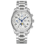 LONGINES Master Series Automaatne Mehaaniline Liikumine Kahekordse N&auml;idikuga Kuufaasi Kell &Scaron;veitsi Kell 42mm H&otilde;bedane Ketas Roostevabast Terasest Rihm L2.773.4.78.6 h&otilde;be