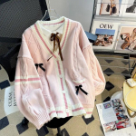 Deeptown Sweet Coquette Kampsunid Kampsun Naised Kawaii Vibu Kootud Kampsun Jaapani Preppy Stiil Lolita Kudumid JK Džemperid XS roosa