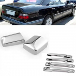 Kroomitud k&uuml;ljeukse k&auml;epide + peeglikate Sobib Mercedes W124 300E E220 E320 E500