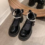 Naiste Paks platvorm Mary Janes Lolita kingad Peokannad Suvised kontsad Oxford kingad Vintage naiste kontsad Kingad Kettv&ouml;&ouml;ga Tacones 35 must