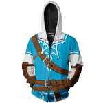 M&auml;ng The Legend Of Zelda Cosplay Huppar 3D T&otilde;mblukuga Dressipluus Jakk &Uuml;lima Mugavuse jaoks SkyBlue,S