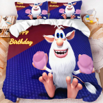Booba Multifilmi Laste Voodipesukomplekt 3D Prindiga Tekikott Padjap&uuml;&uuml;r Laste Voodipesu &Uuml;he-/Kahekohaline King Suuruses Kodu Magamistoa Dekoor 135X200CM white
