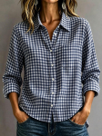 1116 Kevad ja Suvi Euroopa ja Ameerika Naiste Pikkade Varrukate Ruuduline Vabaaja L&otilde;tv Rev&auml;&auml;riga S&auml;rk Naiste Top L black