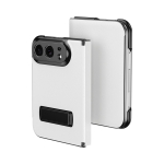 Magnetiline Kate T&auml;ielik Kaitse Telefonikate iPhone Duo iPhone 18 Fold jaoks Peidetud Jala ja PU Nahaga P&otilde;rutuskindel Alusega Kate iPhone Duo valge