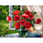 Teemanttikandid punased lilled k&auml;sitsi valmistatud kingituste t&auml;iskomplektid Teemantristpistes pilt kividest 20X30CM