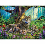 5D isetegemise teemantmaal Forest Wolves t&auml;is&uuml;mmargused teemanttikandid ristpistes kivikivi 20X30CM