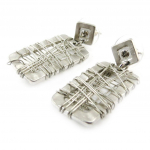 NOA [J1753] - Boucles Cr&eacute;ateur 'Quadrillage' argent&eacute; h&otilde;be