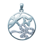Les Tr&eacute;sors De Lily [J5999] - Pendentif argent 'Papillon et Libellule' blanc argent&eacute; (rhodi&eacute;) - 22 mm valge