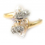 Bague Plaqu&eacute; Or 'D&eacute;esse' Blanc 56 valge