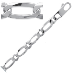 Les Tr&eacute;sors De Lily [L5663] - Bracelet Argent 'Figaro' argent&eacute; - 21 cm 7 mm h&otilde;be