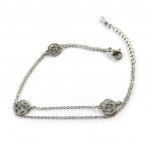 Les Tr&eacute;sors De Lily [N7025] - Bracelet cr&eacute;ateur double 'Rosa Romantica' gris argent&eacute; h&otilde;be