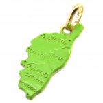 Altesse [P2591] - Pendentif plaqu&eacute; or 'Corsica' vert dor&eacute; - Corse - 20x10 mm roheline