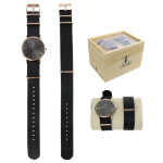 Les Tr&eacute;sors De Lily [Q4417] - Coffret montre 'Cameleon' noir ros&eacute; (2 bracelets)