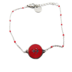 Les Tr&eacute;sors De Lily [R0086] - Bracelet cr&eacute;ateur Acier 'Ancre Marine' rouge argent&eacute; - 13 mm punane