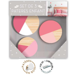 Les Tr&eacute;sors De Lily [R1064] - Boho roosade beežide puidust konksude kolmik - 8,5 cm - 7,5 cm ja 6,5 ​​cm Heleroosa