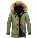 Parka Meeste Mantlid Talvejope Meeste Slim Paksenema Karusnahaga Kapuutsiga Mantel Soe &Uuml;ler&otilde;ivas R&otilde;ivad Meeste Tuulekindel M roheline