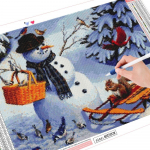 Teemantmaaling J&otilde;ulumemm 5D DIY Teemanttikandid Talvine mosaiiklinnu pilt kividest sisekujundusest koju Full Round (20X30CM)